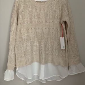 Sweater with Silk Shirt Layer